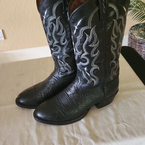Tony Lama Black and Silver Western Boots
